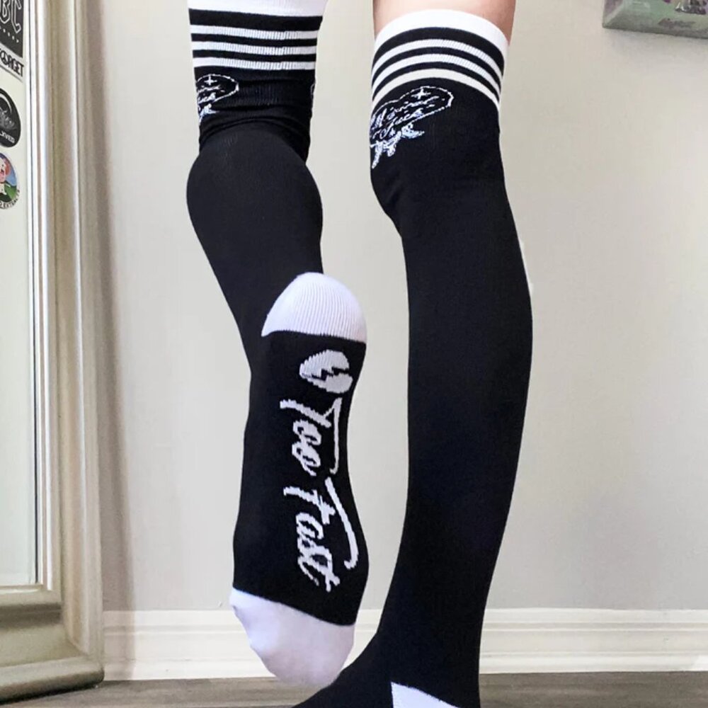 Too Fast "Magical AF" Crystal Ball Thigh High Socks